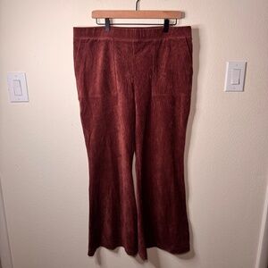 Daily Practice Anthropologie Flare Leg Cordoroy Pull On Pants XL Brown Y2K